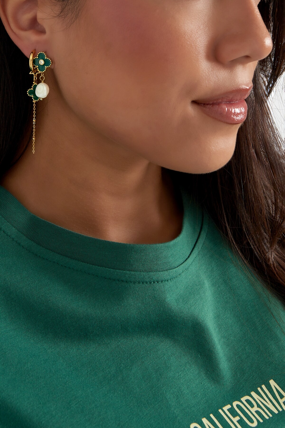 Earrings posh spice - green gold h5 Picture2